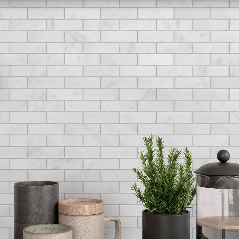 White brick deals tiles kitchen