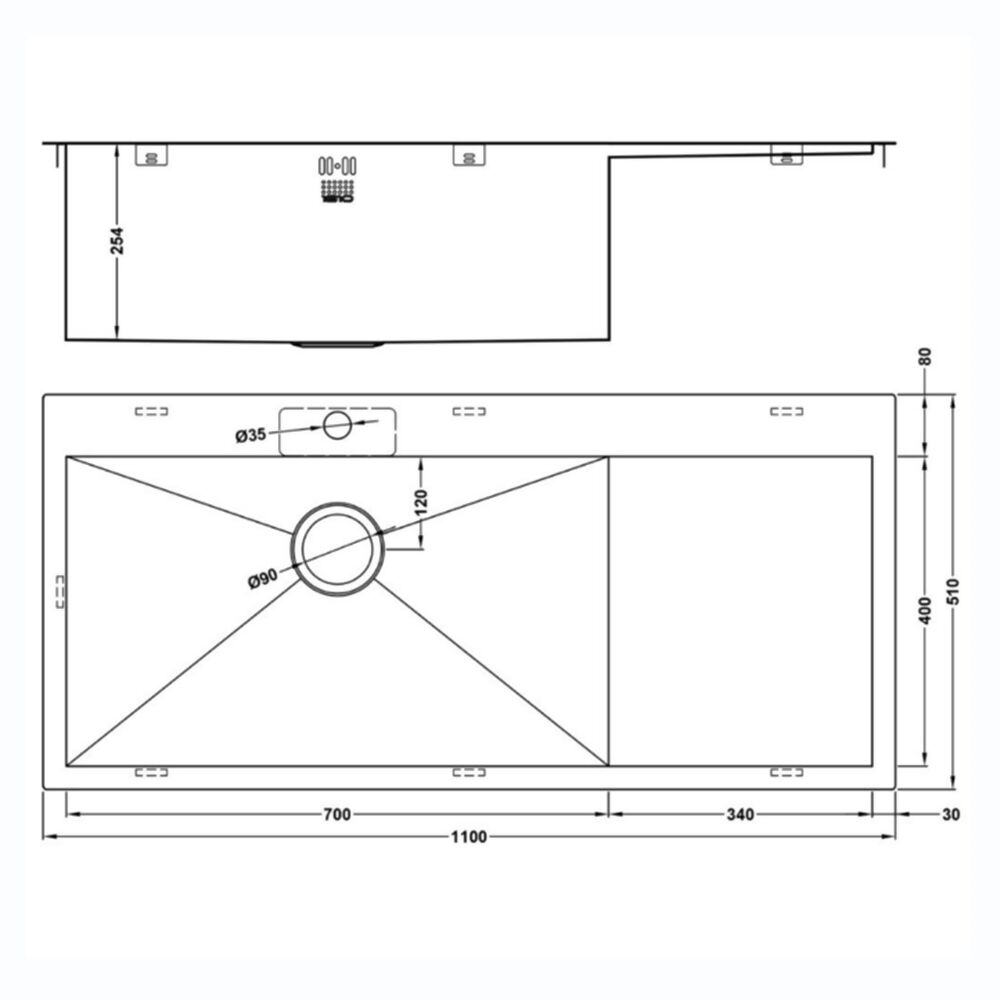 ZENUNO 70I-F BBL DEEP SINK,Stainless Steel Sink,1810 Company UK,www.work-tops.com