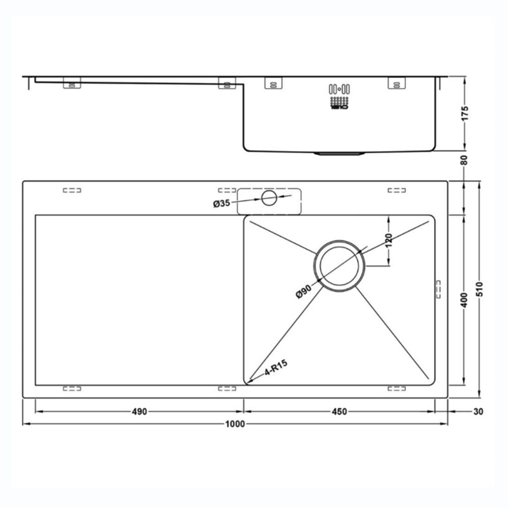 ZENUNO15 5 I-F BBR SINK,Stainless Steel Sink,1810 Company UK,www.work-tops.com