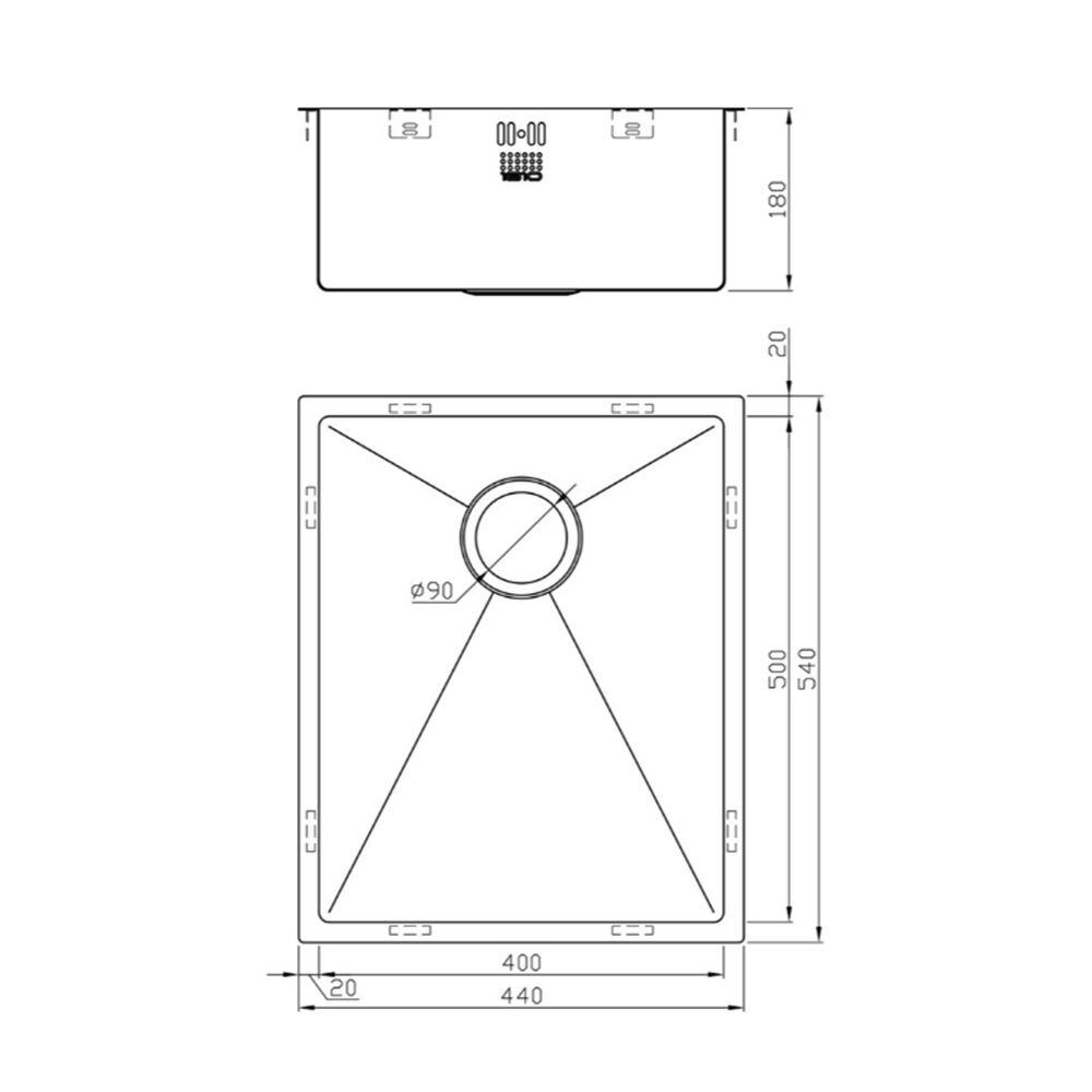 ZENUNO15 500U OSW SINK,Stainless Steel Sink,1810 Company UK,www.work-tops.com