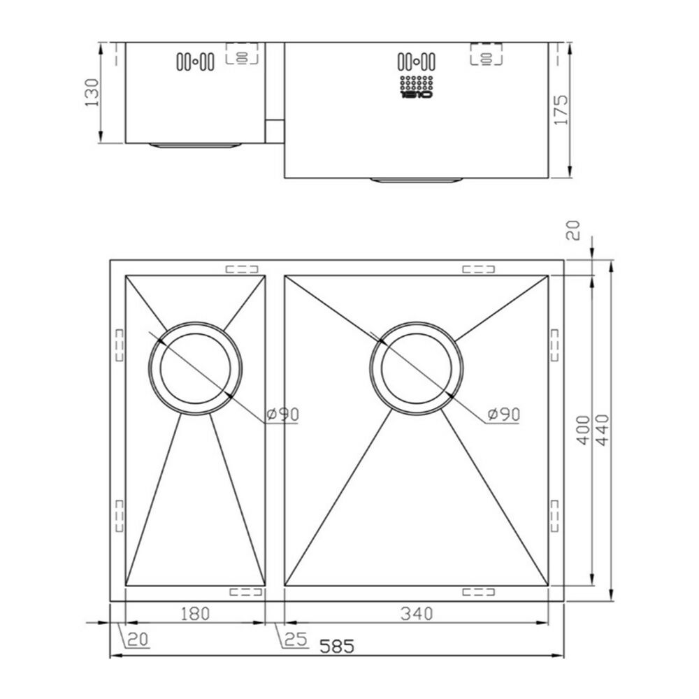 ZENDUO 180/340U BBR SINK,Stainless Steel Sink,1810 Company UK,www.work-tops.com